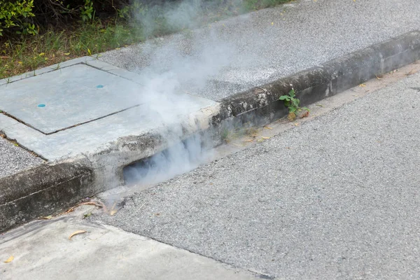Smoke spray to get rid of mosquitoes .Smoke from mosquito sprayers, Fog, gas, chemical spills