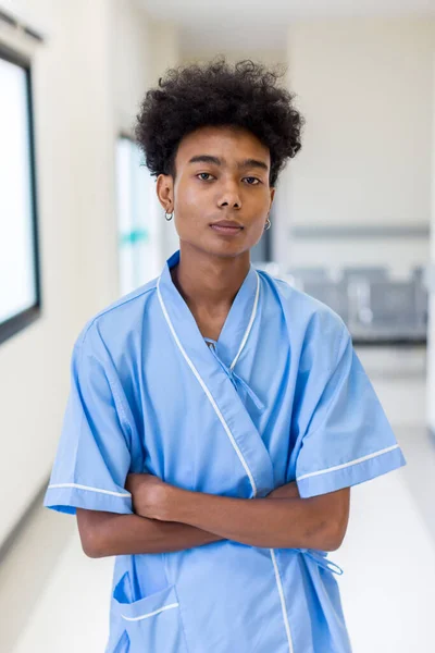 man at hospital. Portrait of African American man