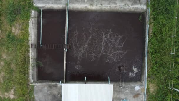下水処理場での水循環 廃水処理の空中図 — ストック動画