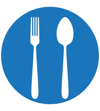 Çatal ve kaşık ikon vektör şablonu. Matara ikonu. yemek salonu simgesi