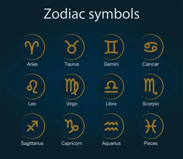 Zodiac Signs Set Star Signs Astrology Horoscope Zodiac Line Symbols — Wektor stockowy