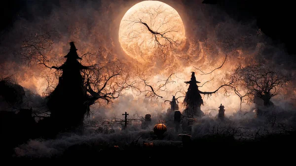 Spooky Horror Background Concept Holiday Event Halloween Banner Background Concept — 스톡 사진