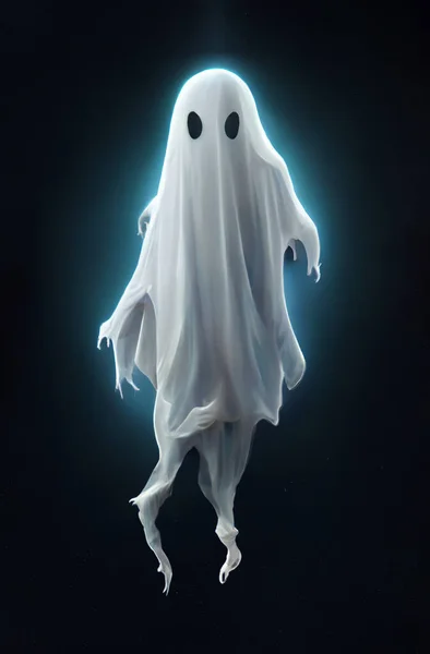 Fantasma Assustador Fundo Escuro Fantasma Num Lençol Branco Fantasma Lençol — Fotografia de Stock