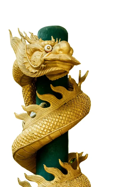 Golden dragon staty på vit bakgrund — Stockfoto