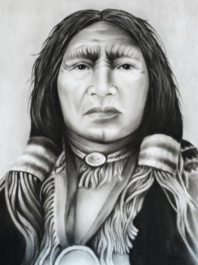 Portrait of Redskin, hand drawn sketc clipart