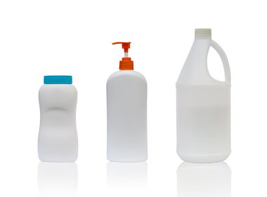 temiz boş beyaz plastik şişe ayarla