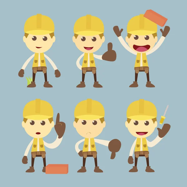 Industrial Construction Worker conjunto de personagens cartoon — Fotografia de Stock