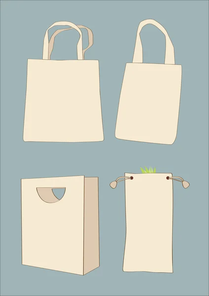 Beállított fehér üres bevásárló táska — Stock Fotó
