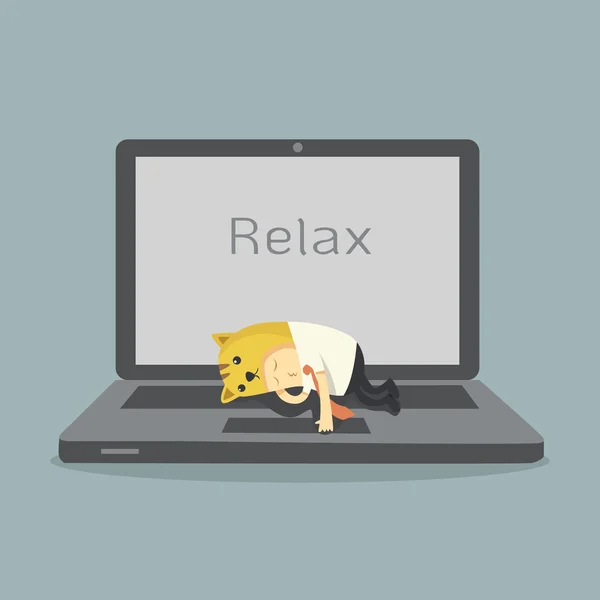 Biznesmen relaksujący na laptopie — Zdjęcie stockowe