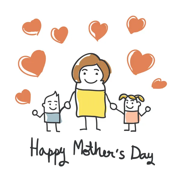 Gelukkig moeders dag kaart met cartoons — Stockfoto