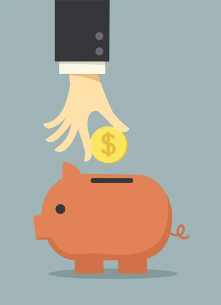 Business hand saving money in piggy bank — Stock Photo, Image