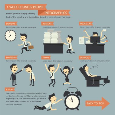 1 hafta iş insanlar infographics