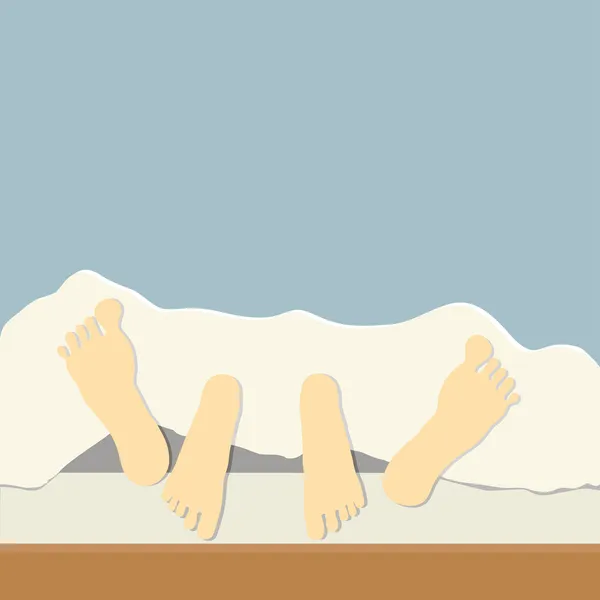 Pareja en la cama — Vector de stock