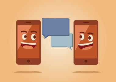 cep telefonu ve kabarcık konuşma simgesini