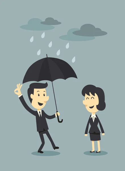 Businessman with umbrella and cloud — Stock Vector