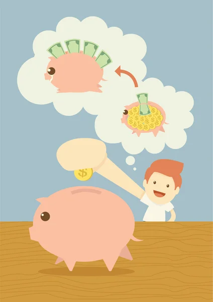 Saving piggy bank — Stock Vector