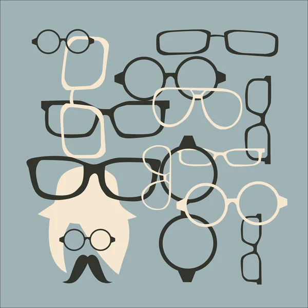 Hut, Sonnenbrille und Schnurrbart — Stockvektor