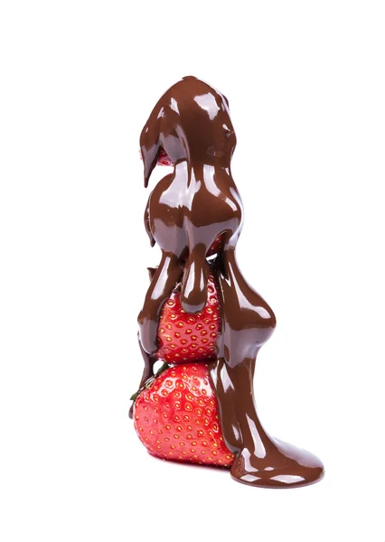 Chocolate and strawberries - delicious dessert — Stock Photo, Image