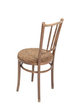 70 'li ve 80' li yılların orijinal ahşap sandalyesi. Polonya tasarımı ve üretimi. Arka açı görünümü.