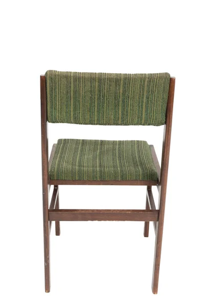 70 'li ve 80' li yıllardan kalma yeşil çizgili, orijinal Polonya sandalyesi. Arka görünüm. — Stok fotoğraf