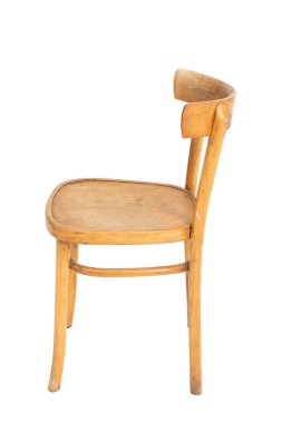 70 'ler ve 80' lerden kalma Polonya ahşap koltuğu. Yan görünüm.