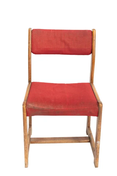 70 'ler ve 80' lerden kalma Polonya kırmızısı bir sandalye. Ön görünüm. — Stok fotoğraf