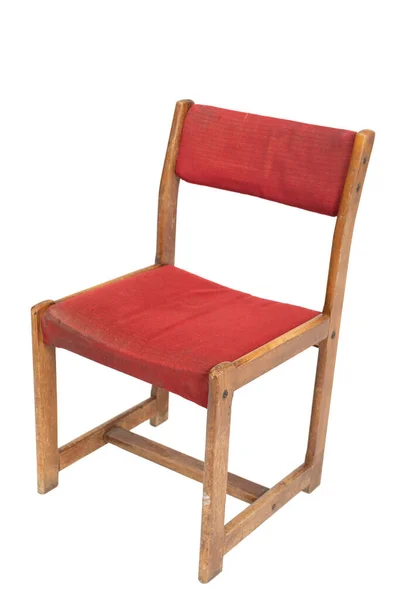 70 'ler ve 80' lerden kalma Polonya kırmızısı bir sandalye. Ön açı görünümü. — Stok fotoğraf