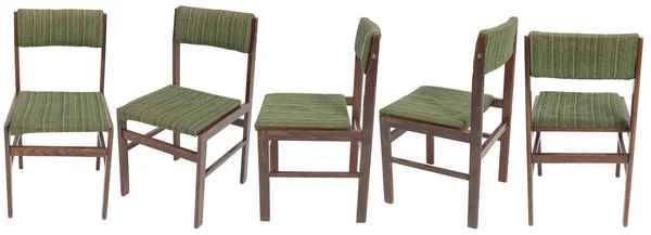 Model drewnianego starego krzesła z Polski z kilkoma bokami. Miękkie siedzenie i oparcie. — Zdjęcie stockowe