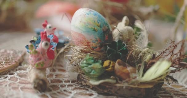 Βαμμένο πασχαλινό αυγό διακοσμημένο για το Πάσχα. Πολωνική παράδοση. — Αρχείο Βίντεο