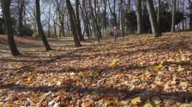 Bir sonbahar sabahı, bir kız şehir parkında koşuyor..