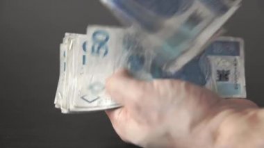 Paraları tek tek sayıyorum. Polonya kağıt parası.