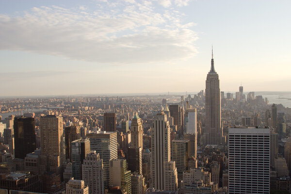 This is the skyline of midtown and downtown Manhattan, New York