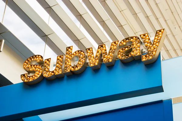 Upplysta subway tecken, new york — Stockfoto