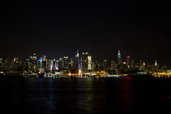 New York panorama v noci Stock Obrázky