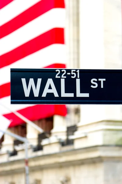Wall Street Schild, New York Stockbild