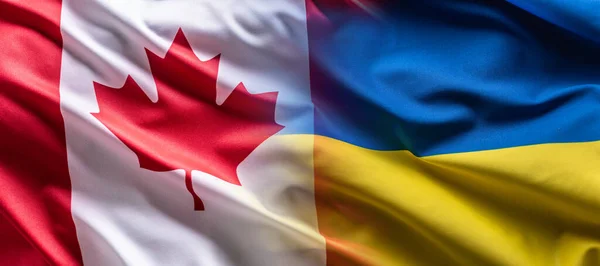 Concept Drapeau Ukraine Canada Symbolisant Lien Politique — Photo