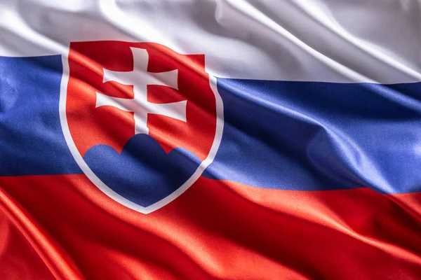 Κυματιστή Σημαία Της Σλοβακίας Εθνικό Σύμβολο Χώρας Και Κράτους — Φωτογραφία Αρχείου