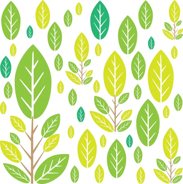 ファンタジーの様式化された木と葉の自然な背景 — ストックベクタ