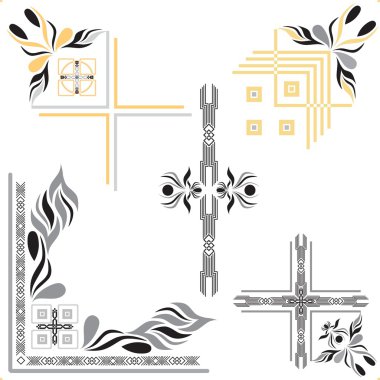 Dekoratif köşeler, kaligrafi set vektör (eps10 ayrıntılı.)