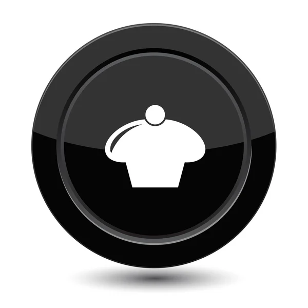 Black Button with cake — Stock Vector