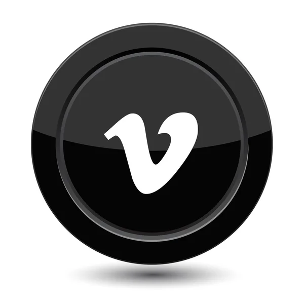 Черная кнопка с буквой V — стоковый вектор