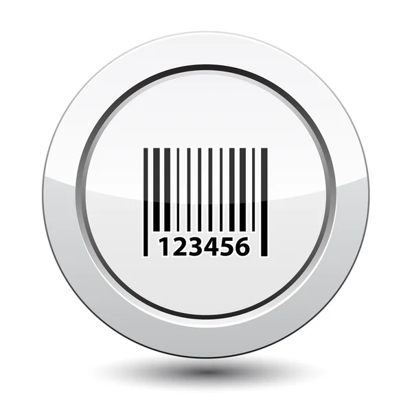 Stříbrné tlačítko s ikonou, čárový kód — Stockový vektor
