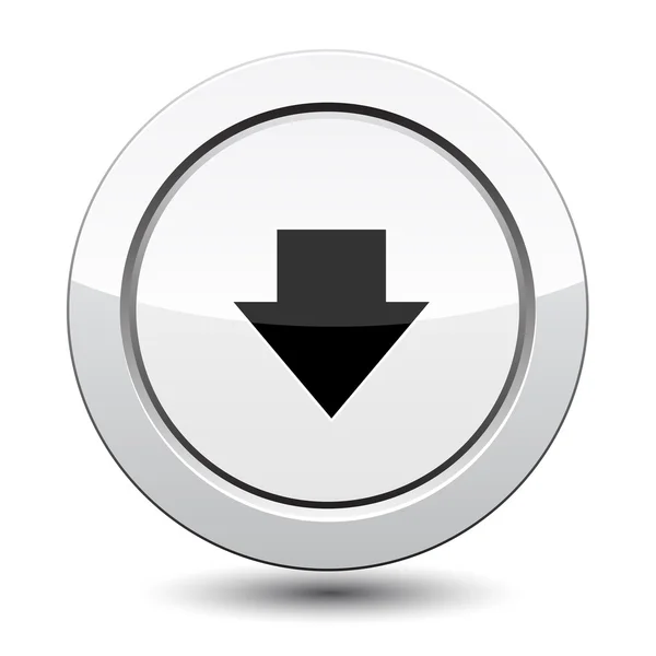 Botão de prata com ícone de download — Vetor de Stock