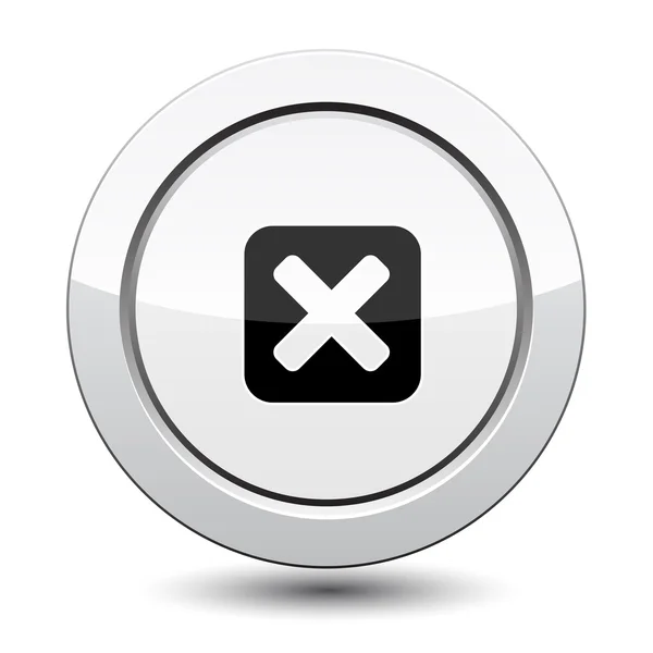 Zilveren knop met x teken — Stockvector