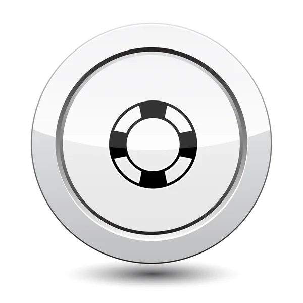 Bouton argent avec cercle marin — Image vectorielle