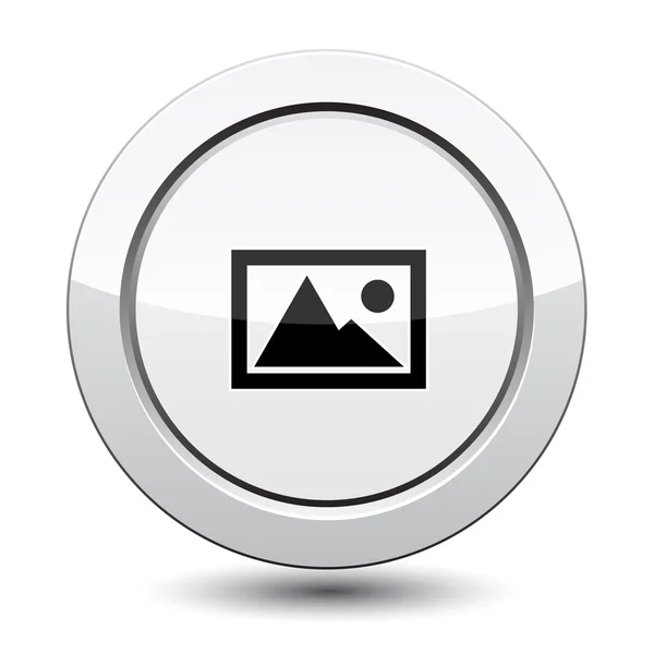 Silver Button with mountain — Stock Vector