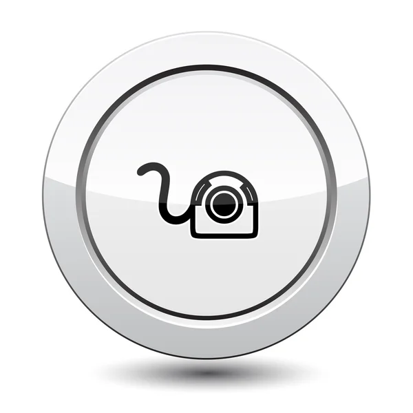 Botón de plata con icono de la cámara web — Vector de stock