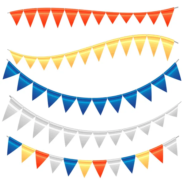 Conjunto colorido de banderines y guirnaldas — Vector de stock
