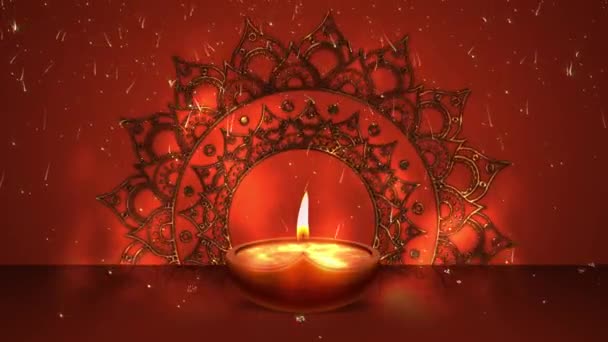 Diwali Animación Lámpara Con Decoraciones Loop — Vídeo de stock