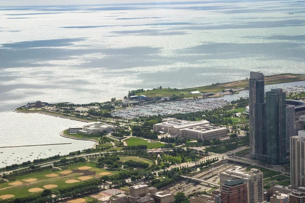 Lake michigan panorama from chicago tower Stock Picture